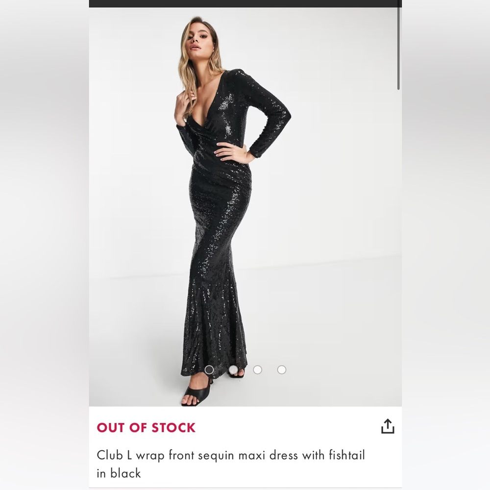 ASOS Club L London black long sleeve sequin formal dress size 4 new with tags